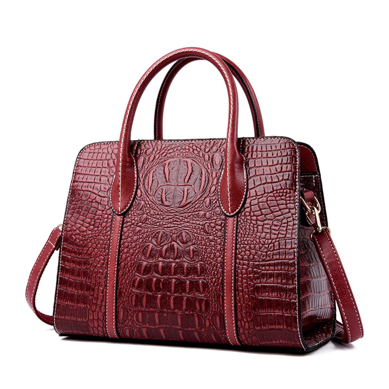 Ladies Fashion Crocodile Pattern Tote Bags Handbags Women Pu